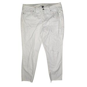 Soundstyle Jamie Ankle Skinny Slim & Sleek Ivory Distressed Jeans 16‎